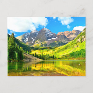 Maroon Klockor, Aspen, Colorado Summer Landscape Vykort