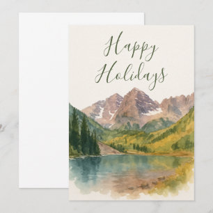 Maroon Klockor Colorado Watercolor Helgdag Card Inbjudningar