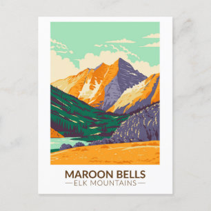 Maroon Klockor Elk Mountains Colorado Vintage Vykort