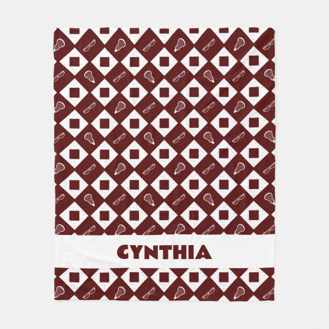 Maroon Lacrosse Argyle Mönster Fleece Blanket (Framsidan)