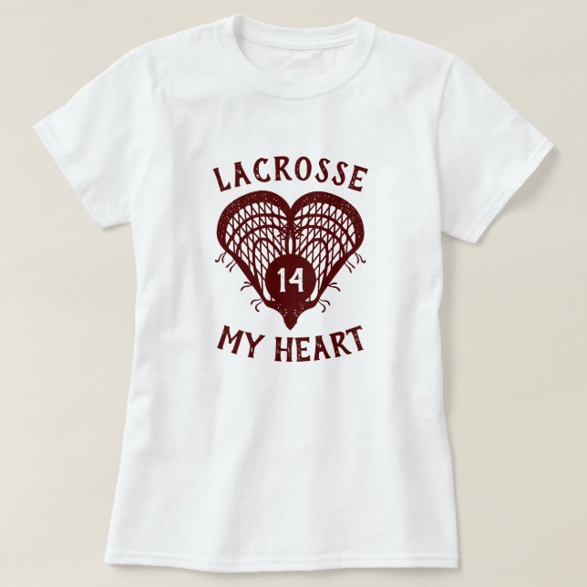 Maroon Lacrosse My Heart T-Shirt (Design framsida)