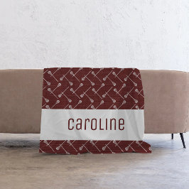 Maroon Lacrosse White Sticks Patterned Fleecefilt