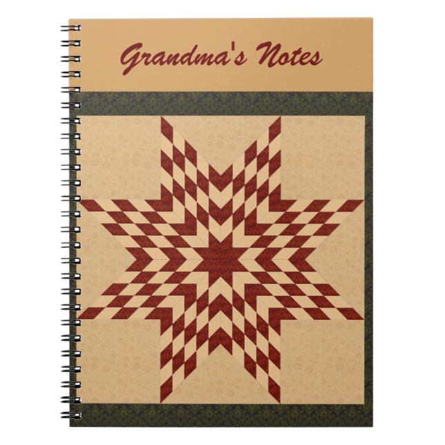 Maroon Lone Star Quilt Design Anteckningsbok (Framsidan)