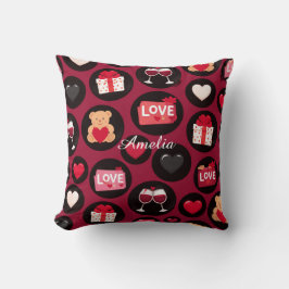 Maroon Love Pattern Kudde