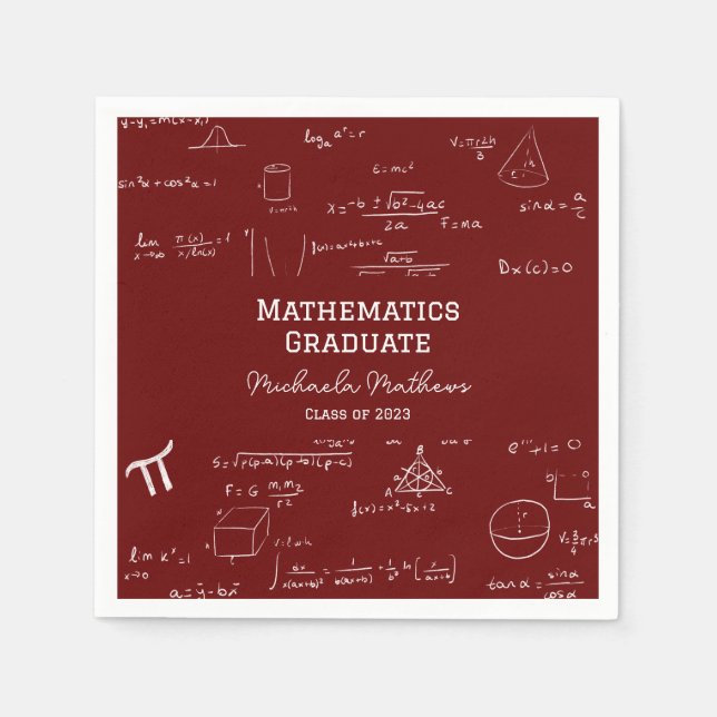 Maroon Matematik Examenklass för Examen Pappersservett (Framsidan)