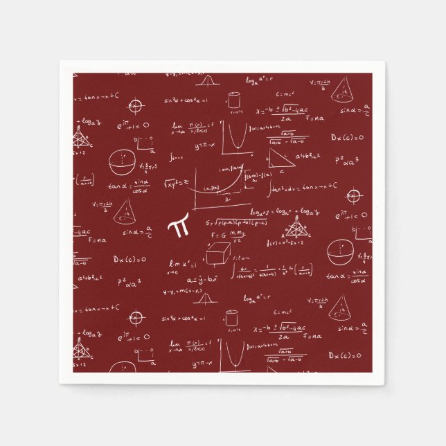 Maroon Math Equations Graphics Studenten Pappersservett (Framsidan)
