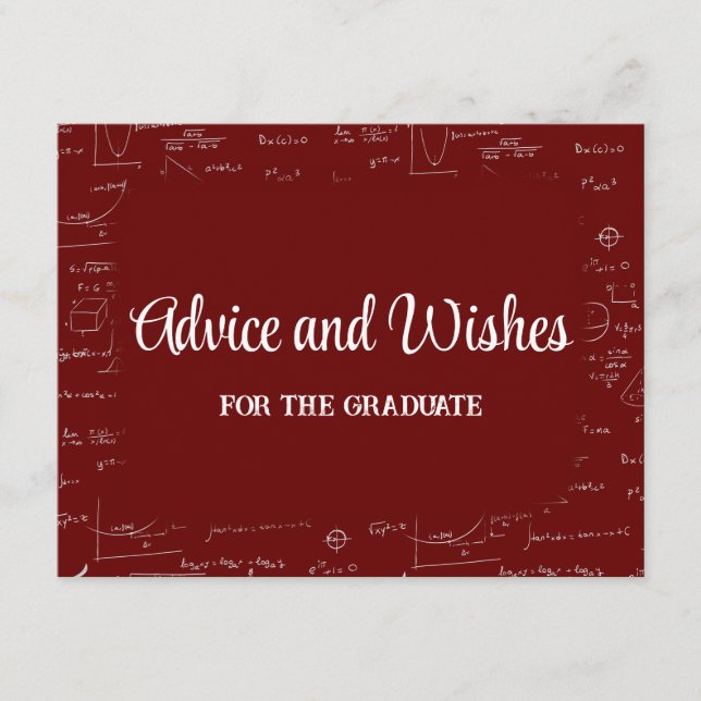 Maroon Math Graduation Party Advice for Graduate Tilläggskort (Framsida)