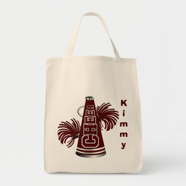 Maroon Megaphone CheerLedare Canvas Tote Bag Tygkasse (Framsidan)