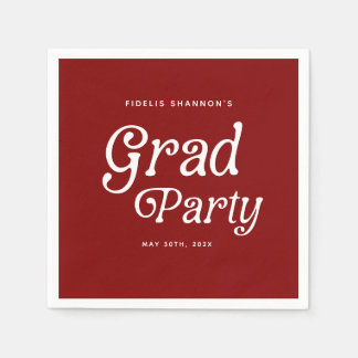 Maroon Minimal Retro Studenten Napkins Pappersservett