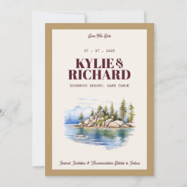 Maroon och Guld Spara Datum Inbjudningar