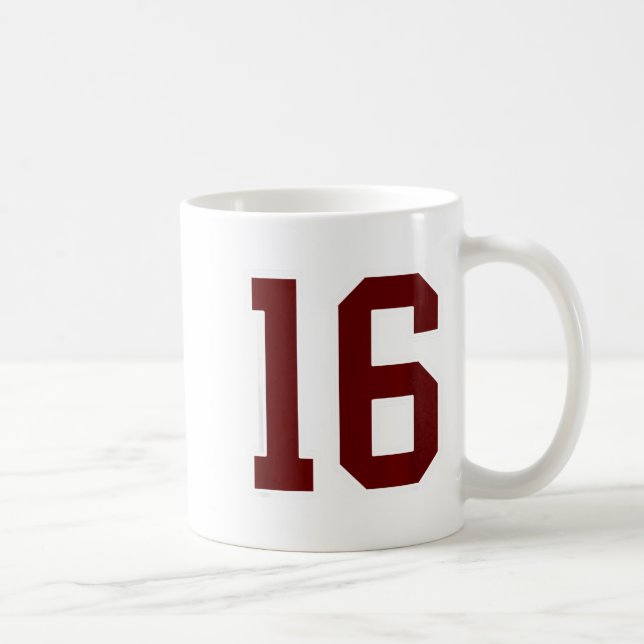 Maroon Och Vit Nummer 16 Tröja Spelaruniform # Kaffemugg (Höger)