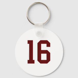 Maroon Och Vit Nummer 16 Tröja Spelaruniform # Nyckelring