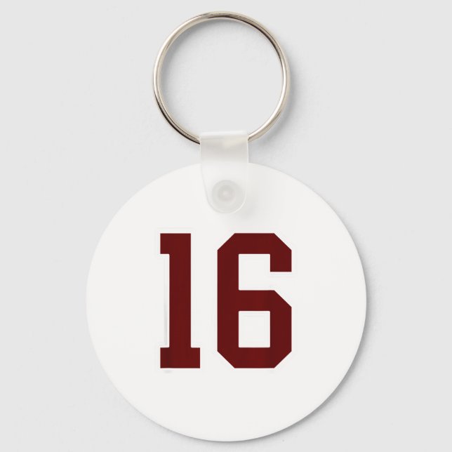 Maroon Och Vit Nummer 16 Tröja Spelaruniform # Nyckelring (Framsida)