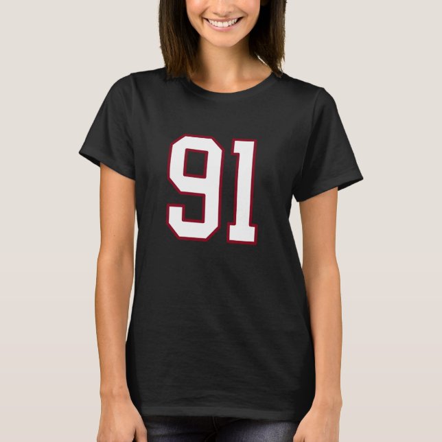 Maroon och vit nummer 91 tröja spelare uniform # (Framsida)