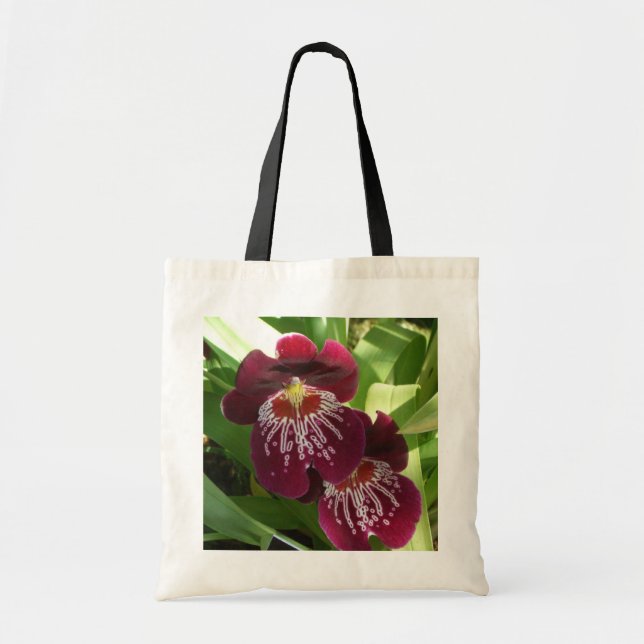 Maroon Orchids II Elegant Blommigt Tygkasse (Framsidan)
