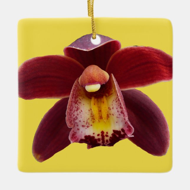 Maroon Orchids Jag vackra Red Blommigt Julgransprydnad Keramik (Framsida)