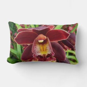 Maroon Orchids Jag vackra Red Blommigt Lumbarkudde