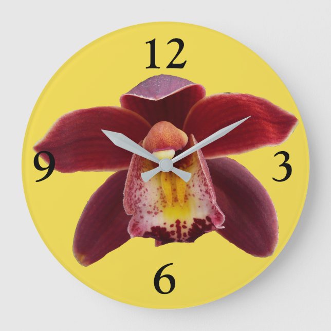 Maroon Orchids Jag vackra Red Blommigt Stor Klocka (Framsida)
