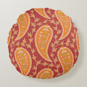 Maroon Paisley: Turkisk gurka Ornament. Rund Kudde