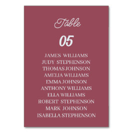 Maroon Personligt bröllp Bordsnummer