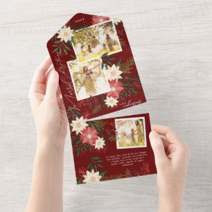 Maroon Poinsettia Photo Collage God jul