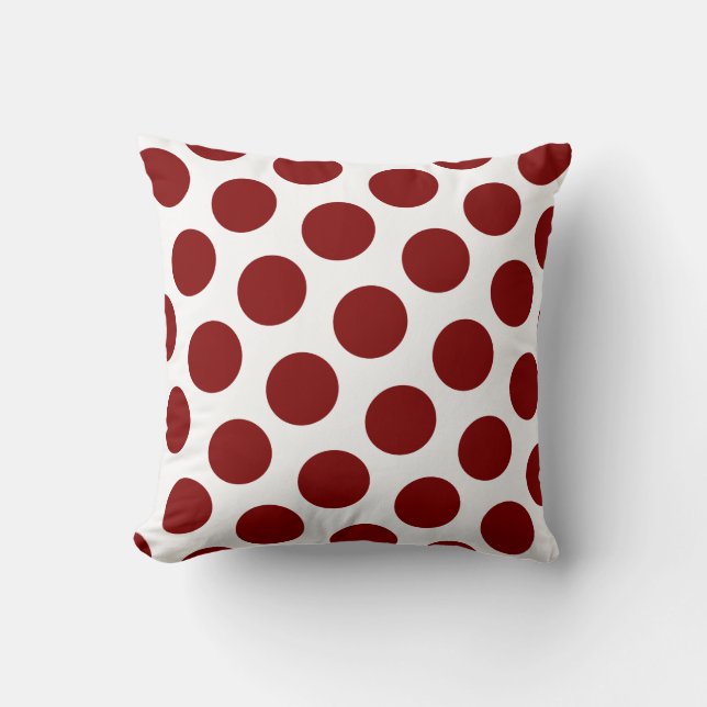 Maroon Polka Dot Mönster Kudde (Framsida)