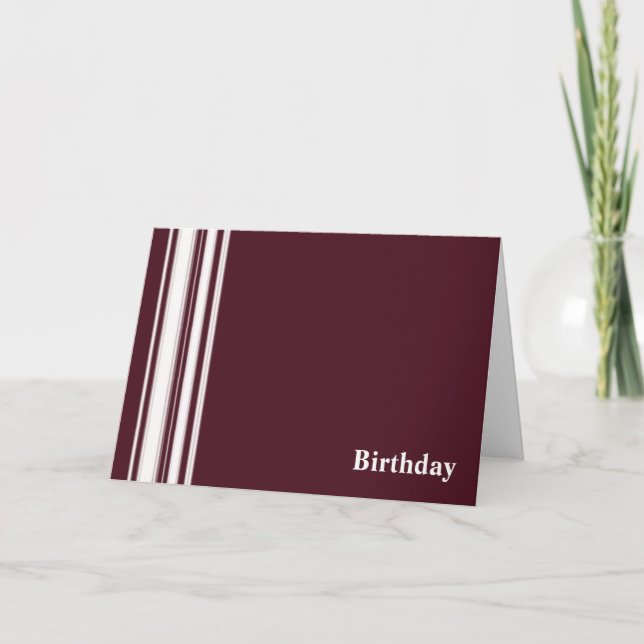 Maroon Rand Birthday Card Kort (Framsida)