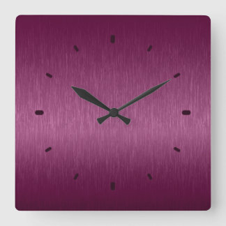 Maroon Red Metallic Brushed Aluminium-utseende Fyrkantig Klocka