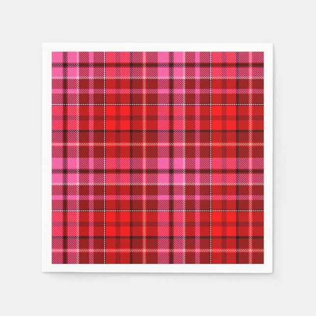 Maroon Red Pink Plaid Tartan Design  Pappersservett (Framsidan)