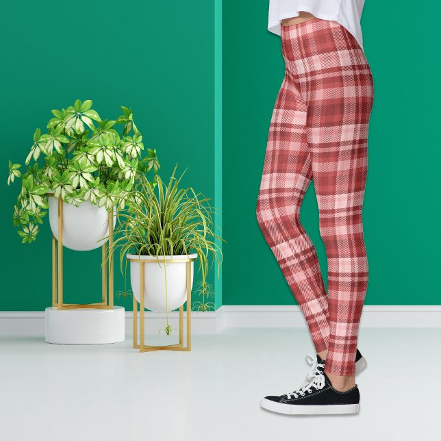 Maroon Red Rosa Madras Play Leggings (Skapare uppladdad)