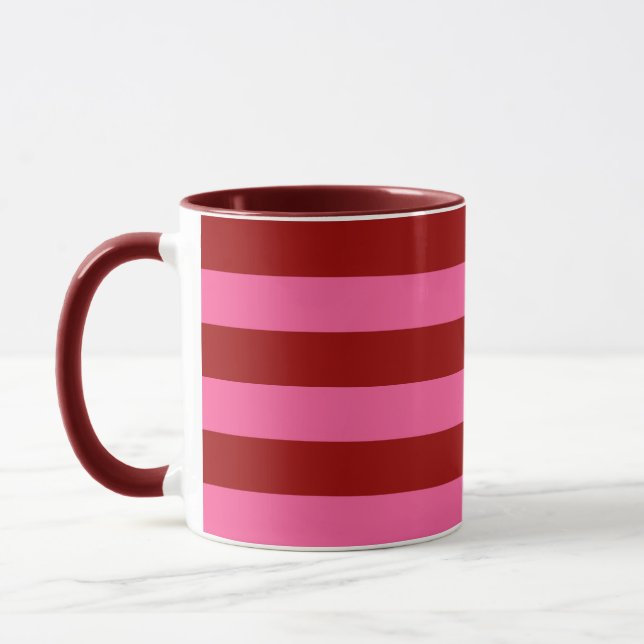 Maroon Red Rosa Rand Design Mugg (Vänster)