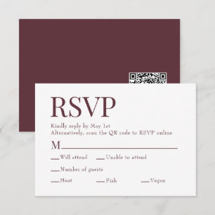 Maroon Red Scan Qr Code Meal Choal Bröllop OSA Kort