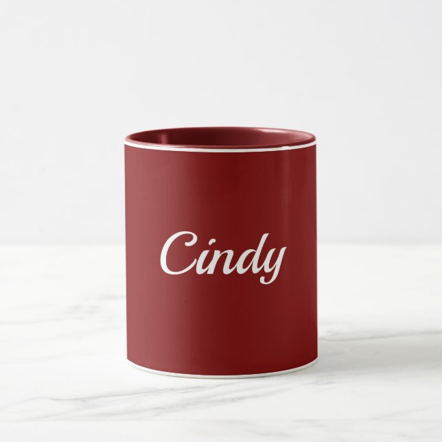 Maroon-red, white text, TEMPLATE, Mugg (Center)