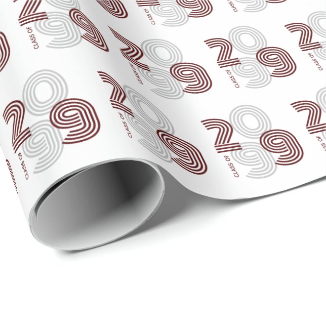 Maroon Retro Stora Nummer Klass Av Presentpapper (Rullad Hörn)