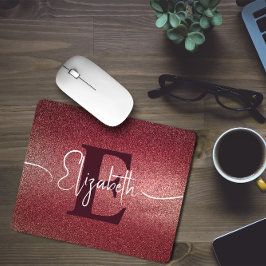 Maroon Ro Glitter Monogram Namn mussla Musmatta