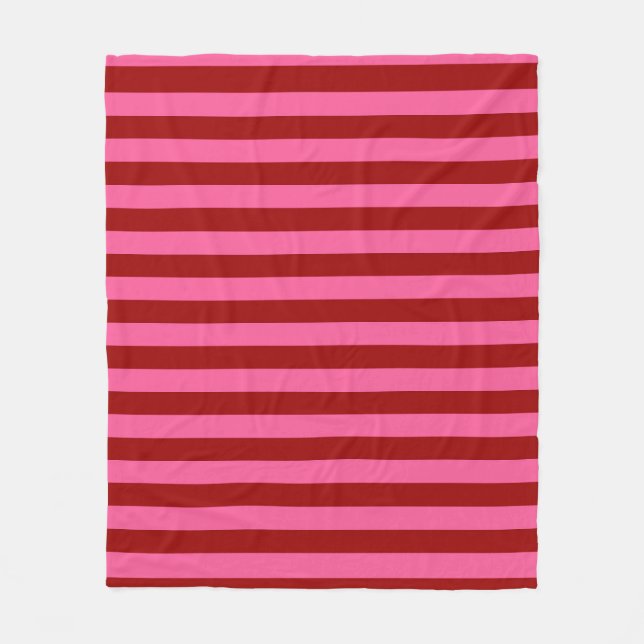 Maroon Röda Rosa Randiga Design  Fleecefilt (Framsidan)