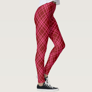 Maroon rosa rutigt rutigt mönster Design Leggings