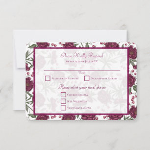 Maroon Rose Bröllop RSVP Svar Inbjudningar