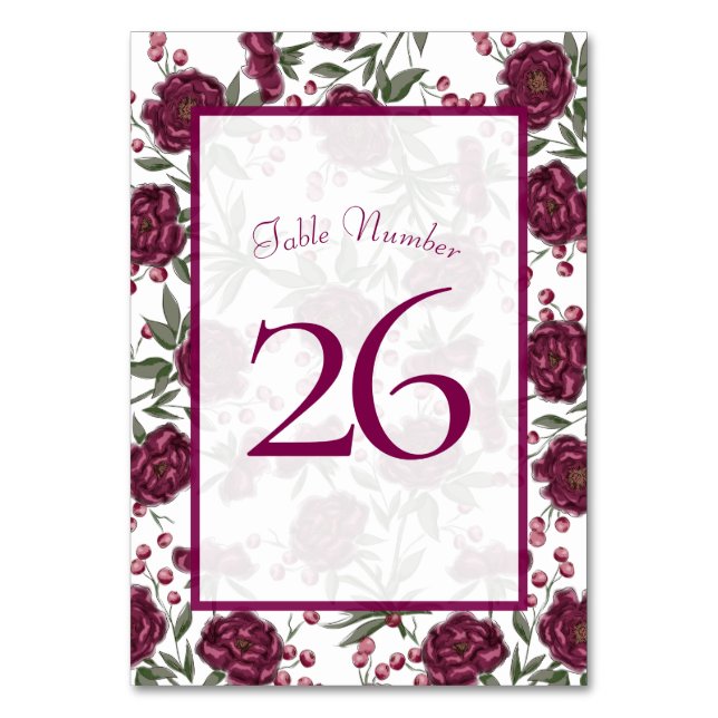 Maroon Rose Wedding Bordsnummer (Baksidan)