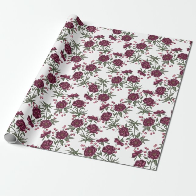 Maroon Rose Wedding Presentpapper (Utrullad)