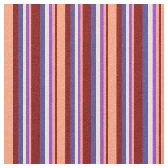 Maroon, Salmon, Mörk Orchid, Bisque & Slate Blue Tyg (Närbild)