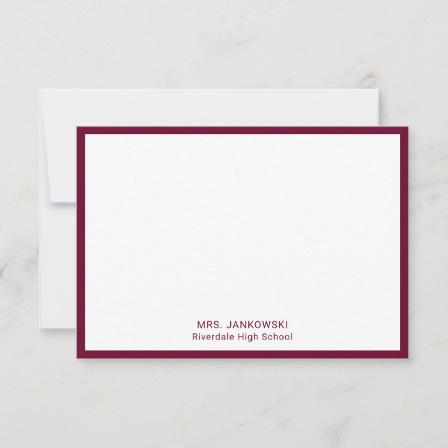 Maroon School Färg Lacher Tackkort Cards (Framsida)
