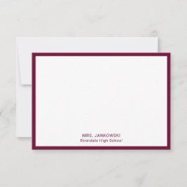 Maroon School Färg Lacher Tackkort Cards