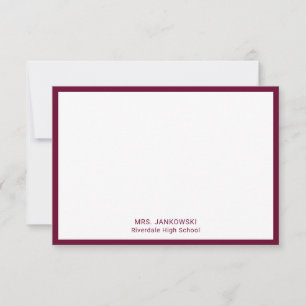 Maroon School Färg Lacher Tackkort Cards