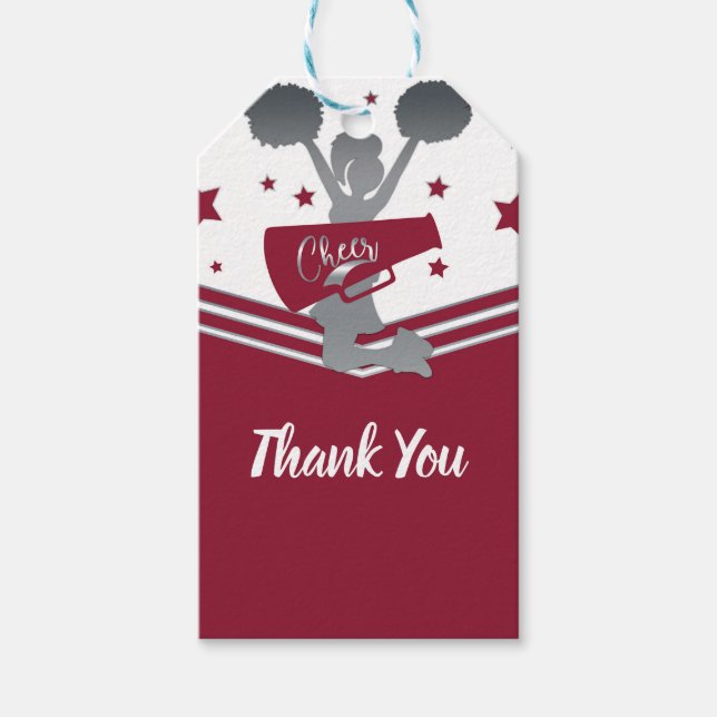 Maroon & Silver Stars Cheer Cheer Leaderledande Pa Presentetikett (Framsidan)