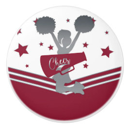 Maroon Silverstjärnor Cheer Cheerleading-flickor Knopp