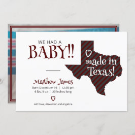 Maroon Stripe Made in Texas Photo Baby Meddelande
