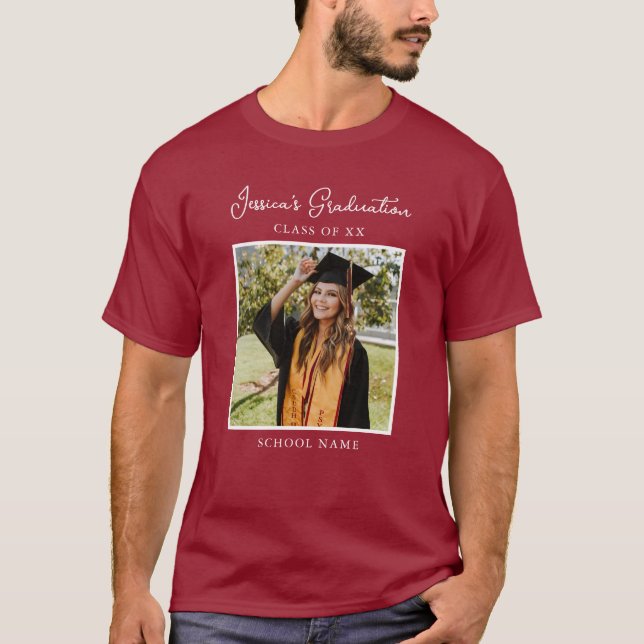 Maroon Student Anpassningsbar Photo Modern Party T Shirt (Framsida)