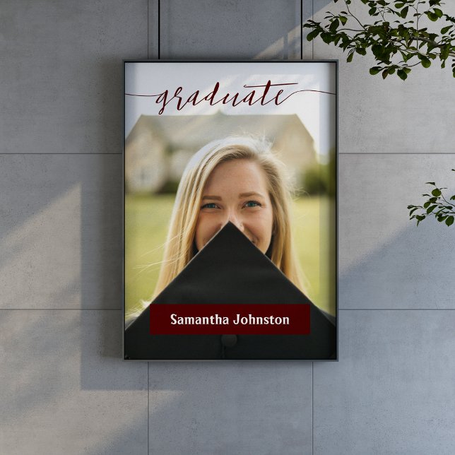 Maroon Student Script Modern Photo Poster (Skapare uppladdad)