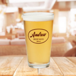 Maroon Stylized Namn Bröllop Best Man Glaskopp